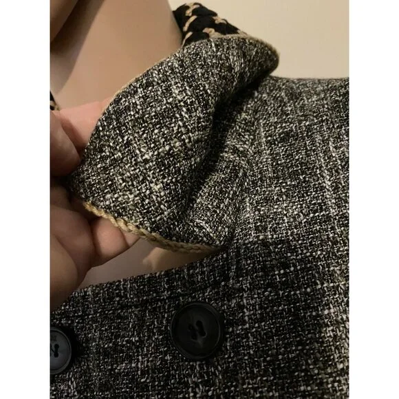 $1195 New M Missoni 42 6 Tweed Car Coat Crochet Trim Jacket Gray Black Pea